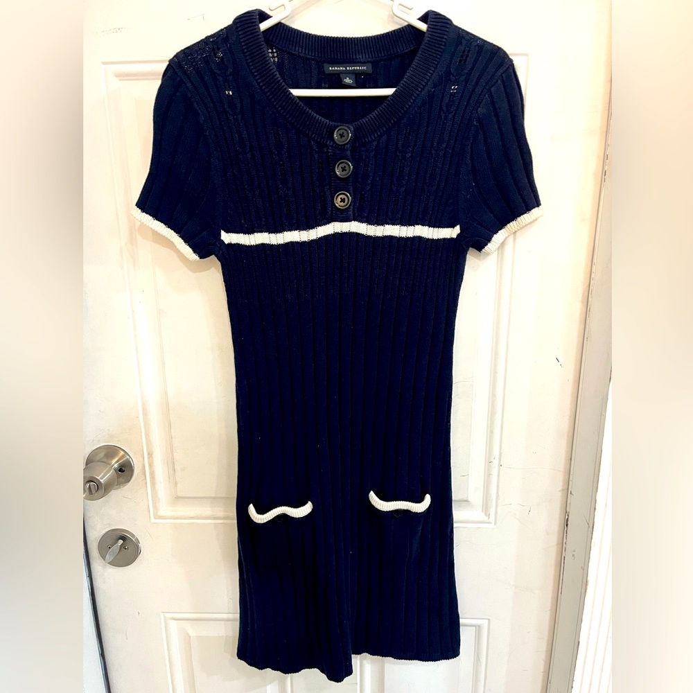Banana Republic navy and white sweater dress
